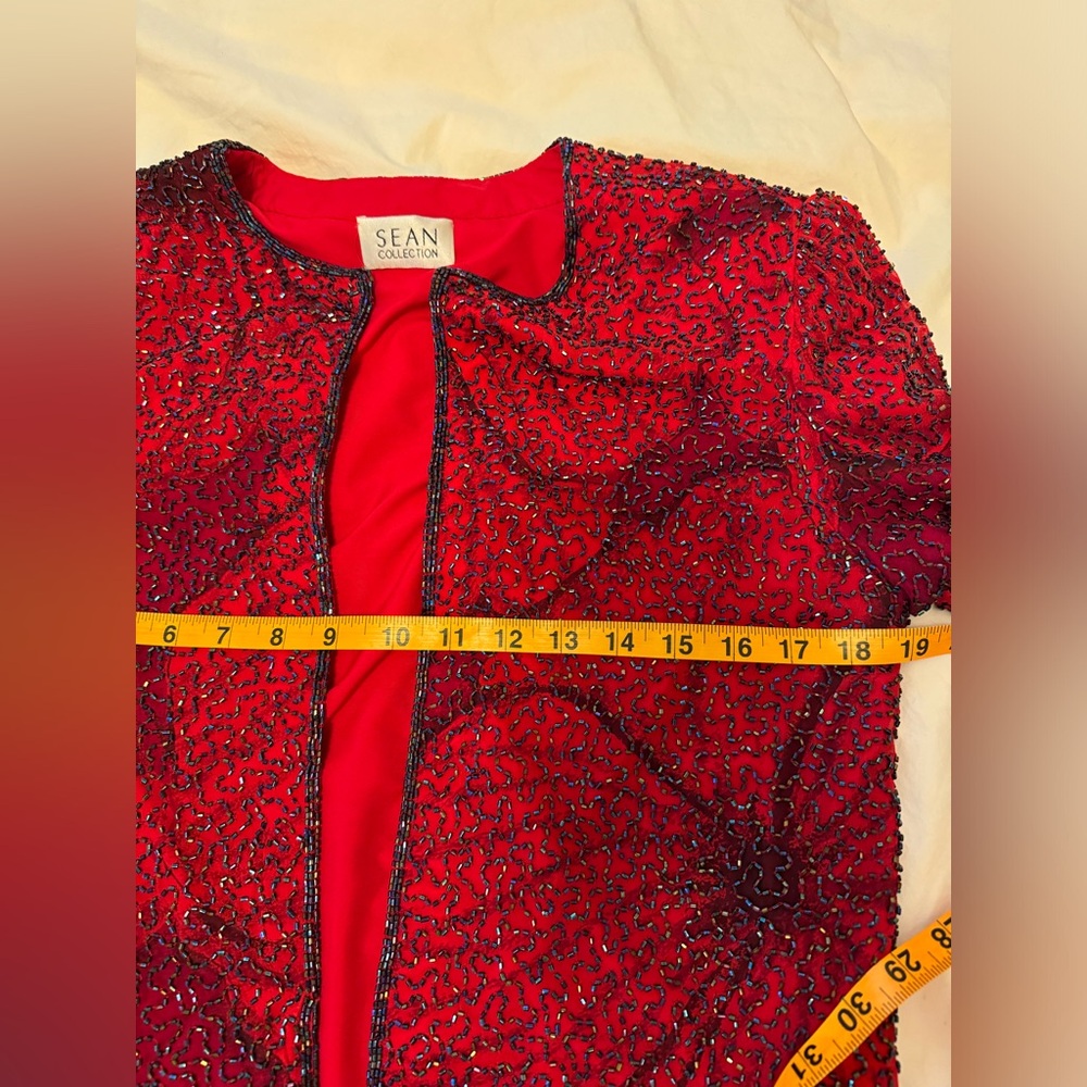 Sean Collection Vintage Red Beaded Jacket - Tank set - Picture 13 of 16